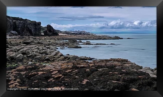 A Coastal Haven: Cummingston Rocks Framed Print by Tom McPherson