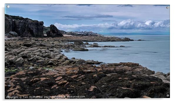A Coastal Haven: Cummingston Rocks Acrylic by Tom McPherson