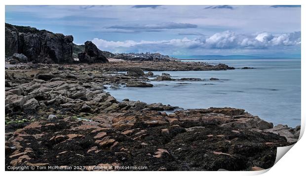 A Coastal Haven: Cummingston Rocks Print by Tom McPherson