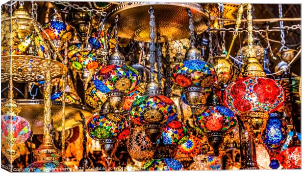 Colorful Turkish Lamps Grand Bazaar Istanbul Turkey Canvas Print by William Perry
