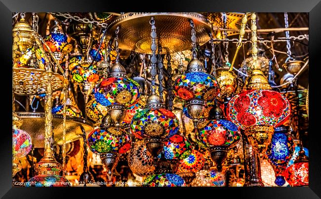 Colorful Turkish Lamps Grand Bazaar Istanbul Turkey Framed Print by William Perry