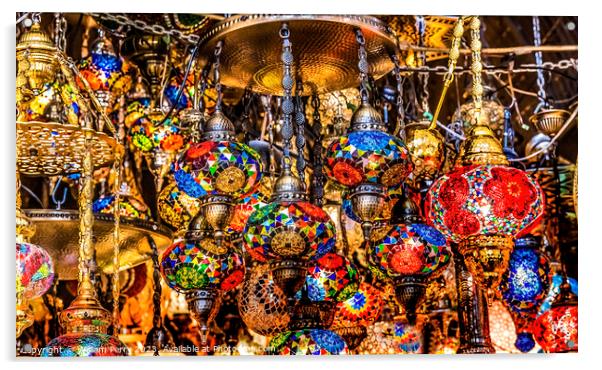 Colorful Turkish Lamps Grand Bazaar Istanbul Turkey Acrylic by William Perry