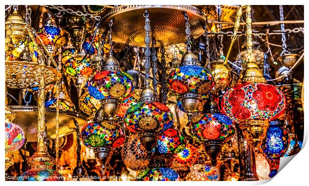 Colorful Turkish Lamps Grand Bazaar Istanbul Turkey Print by William Perry