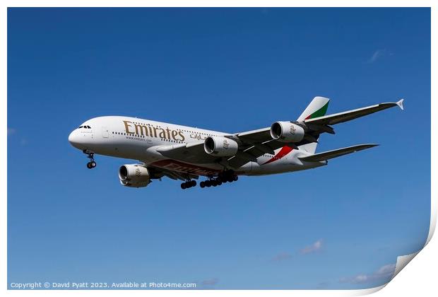 Emirates Airbus A380-861   Print by David Pyatt