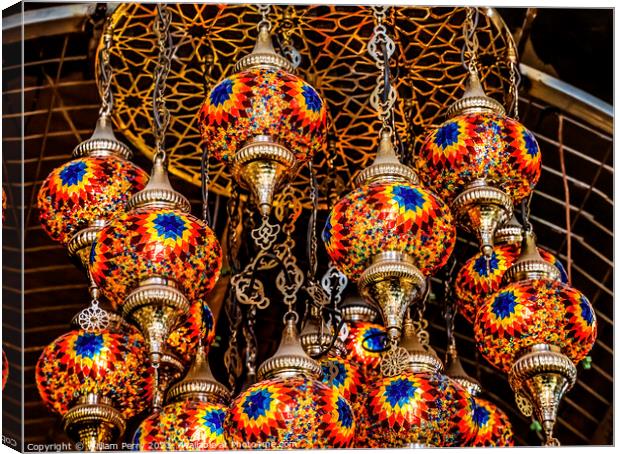 Colorful Turkish Mosaic Lamps Ornaments Grand Bazaar Istanbul Tu Canvas Print by William Perry