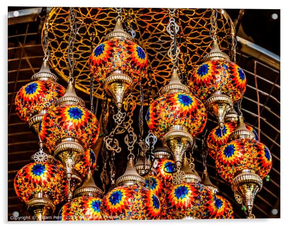 Colorful Turkish Mosaic Lamps Ornaments Grand Bazaar Istanbul Tu Acrylic by William Perry