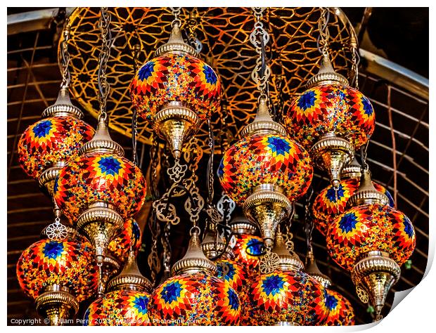Colorful Turkish Mosaic Lamps Ornaments Grand Bazaar Istanbul Tu Print by William Perry