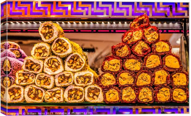 Colorful Turkish Delight Dessert Grand Bazaar Istanbul Turkey Canvas Print by William Perry