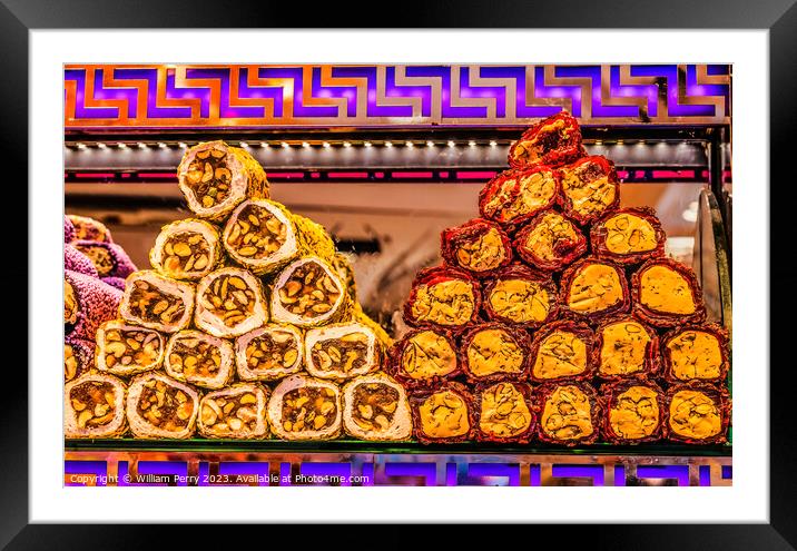 Colorful Turkish Delight Dessert Grand Bazaar Istanbul Turkey Framed Mounted Print by William Perry