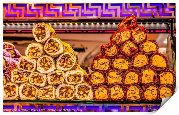 Colorful Turkish Delight Dessert Grand Bazaar Istanbul Turkey Print by William Perry