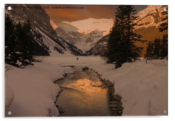 Lake Louise at Sunset: Serene Beauty and Frozen Tranquillity Acrylic by rawshutterbug 