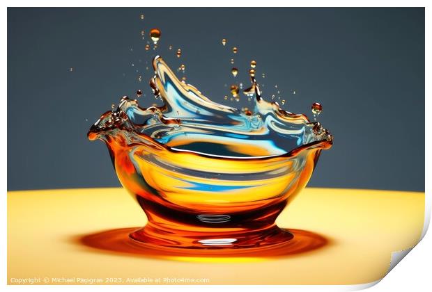 A liquid splashing artwork in beautiful colors created with gene Print by Michael Piepgras