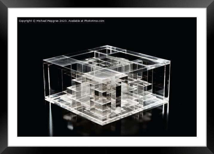 An impossible geometric puzzle made of glass created with genera Framed Mounted Print by Michael Piepgras