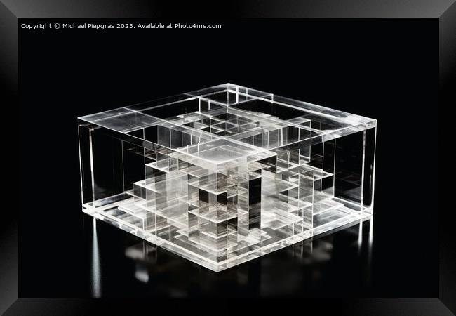 An impossible geometric puzzle made of glass created with genera Framed Print by Michael Piepgras