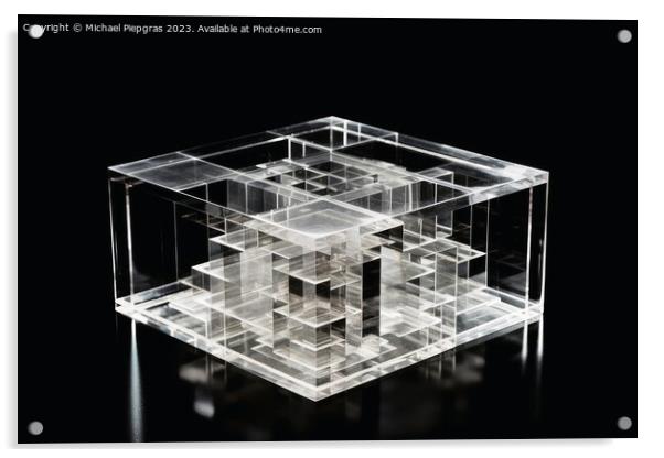An impossible geometric puzzle made of glass created with genera Acrylic by Michael Piepgras