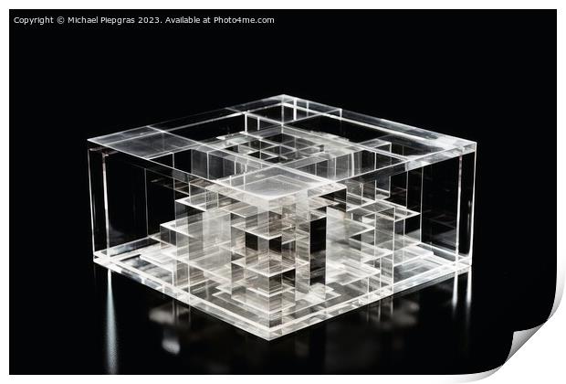 An impossible geometric puzzle made of glass created with genera Print by Michael Piepgras