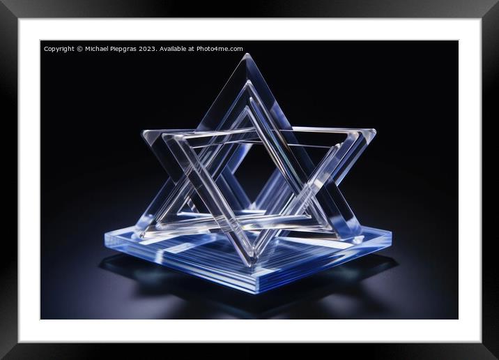 An impossible geometric puzzle made of glass created with genera Framed Mounted Print by Michael Piepgras