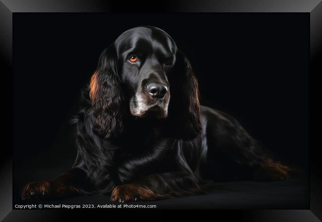 Portrait of a cute english cocker spaniel dog created with gener Framed Print by Michael Piepgras