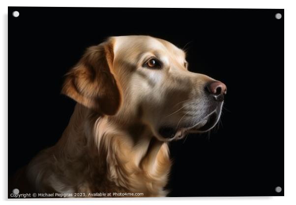 Portrait of a cute golden retriever dog created with generative  Acrylic by Michael Piepgras