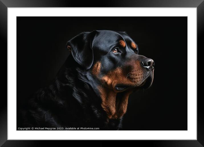 Portrait of a cute Rottweiler dog created with generative AI tec Framed Mounted Print by Michael Piepgras