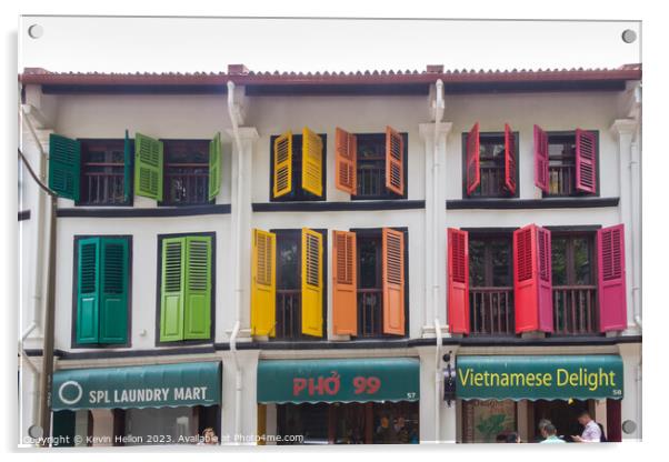 Colourful Chinese shophouses in Telok Ayer street, Singapore Acrylic by Kevin Hellon