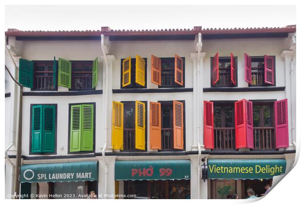 Colourful Chinese shophouses in Telok Ayer street, Singapore Print by Kevin Hellon
