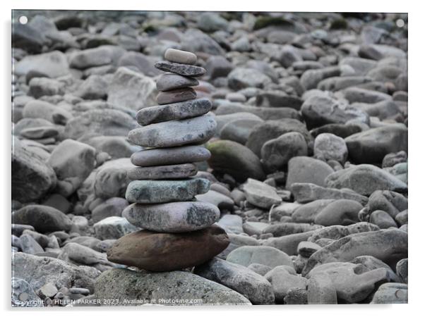 Stone anf pebble stack Acrylic by HELEN PARKER