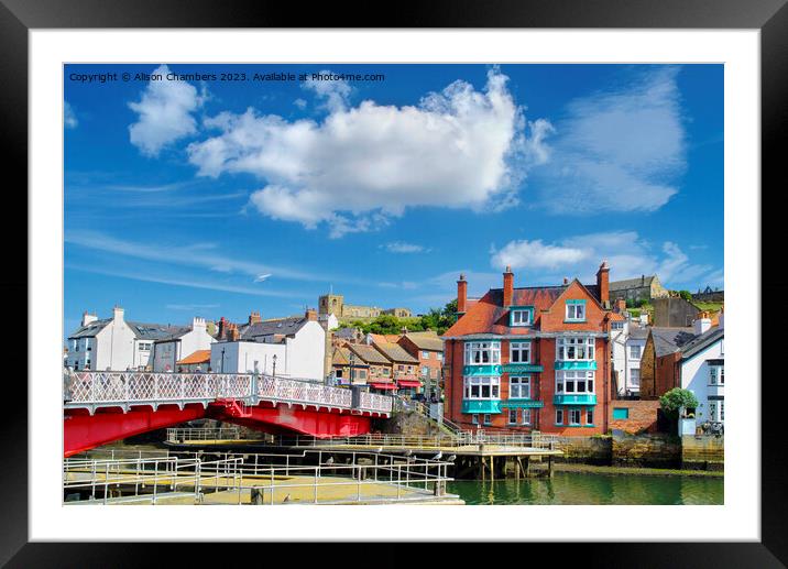 Whitby Swing Bridge Landscape  Framed Mounted Print by Alison Chambers