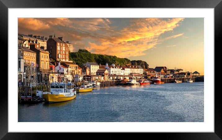 Whitby Harbour at Sunrise Framed Mounted Print by Tim Hill