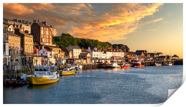 Whitby Harbour at Sunrise Print by Tim Hill
