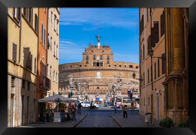 Street View To Castel Sant Angelo In Rome Framed Print by Artur Bogacki