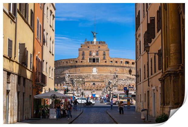 Street View To Castel Sant Angelo In Rome Print by Artur Bogacki