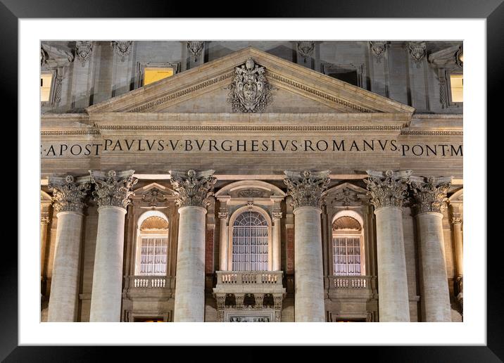 St Peter Basilica Pediment And Pope Window Framed Mounted Print by Artur Bogacki