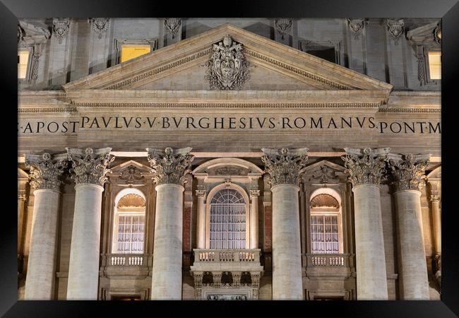 St Peter Basilica Pediment And Pope Window Framed Print by Artur Bogacki