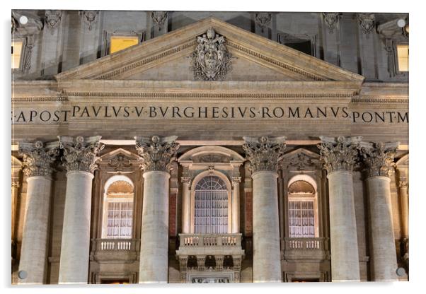 St Peter Basilica Pediment And Pope Window Acrylic by Artur Bogacki