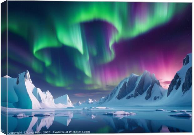 Glorious Aurora Bolearis over Antarctica landscape Canvas Print by Luigi Petro