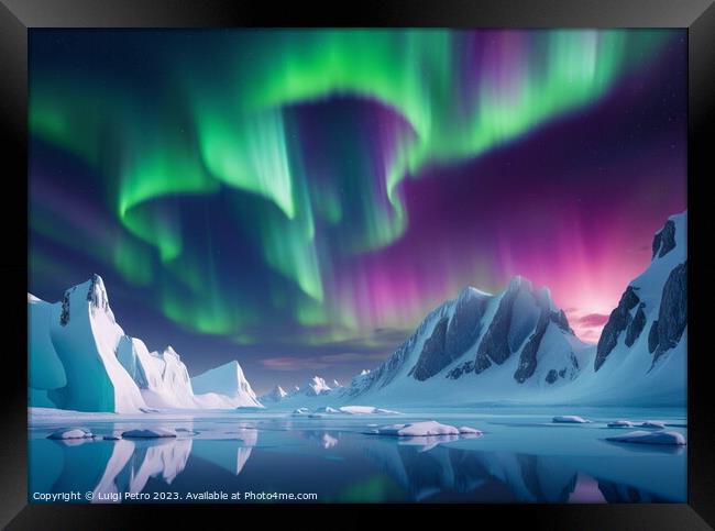 Glorious Aurora Bolearis over Antarctica landscape Framed Print by Luigi Petro