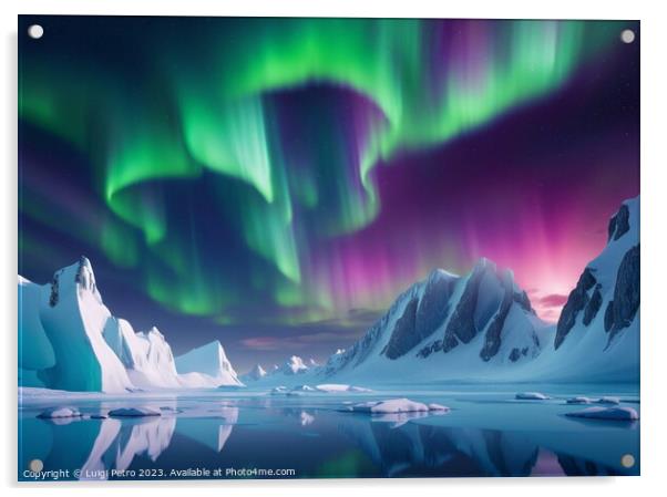 Glorious Aurora Bolearis over Antarctica landscape Acrylic by Luigi Petro