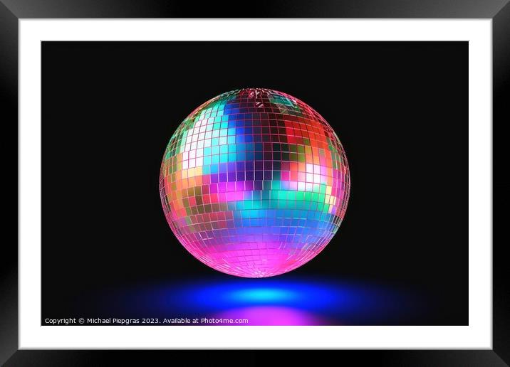 An 80s disco ball made of little mirrors created with generative Framed Mounted Print by Michael Piepgras