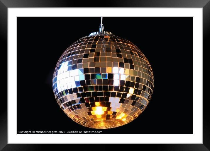 An 80s disco ball made of little mirrors created with generative Framed Mounted Print by Michael Piepgras
