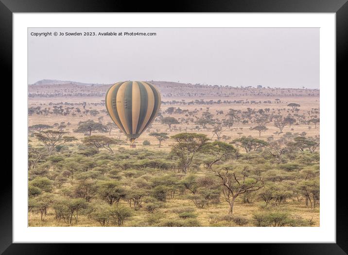 Early Morning Balloon Flight  over the Serengeti Framed Mounted Print by Jo Sowden