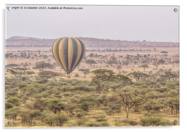 Early Morning Balloon Flight  over the Serengeti Acrylic by Jo Sowden