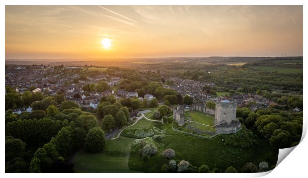 Conisbrough Castle Sunset Print by Apollo Aerial Photography