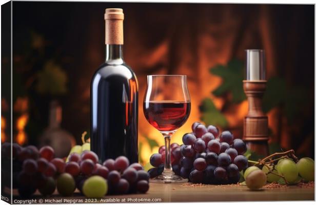 Wine concept of tasty wine in glasses and bottles created with g Canvas Print by Michael Piepgras