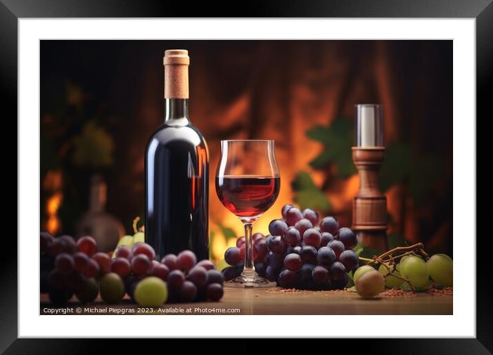 Wine concept of tasty wine in glasses and bottles created with g Framed Mounted Print by Michael Piepgras