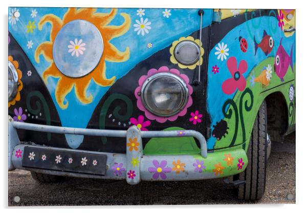 The bonnet of a 1960's camper van  Acrylic by Joy Walker