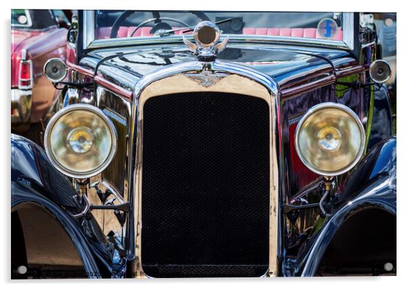 The bonnet of an  old Austin car  Acrylic by Joy Walker