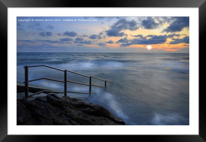 Bude Sea Pool Sunset Framed Mounted Print by Antony Burch
