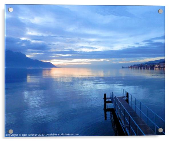 Lake Geneva In The Early Evening Acrylic by Igor Alifanov