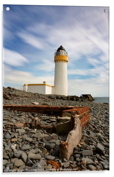 Lochryan Lighthouse Cairnryan Scotland Acrylic by Les McLuckie